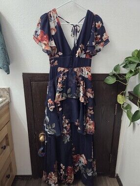 Lulus Midnight Mood navy blue floral Dress